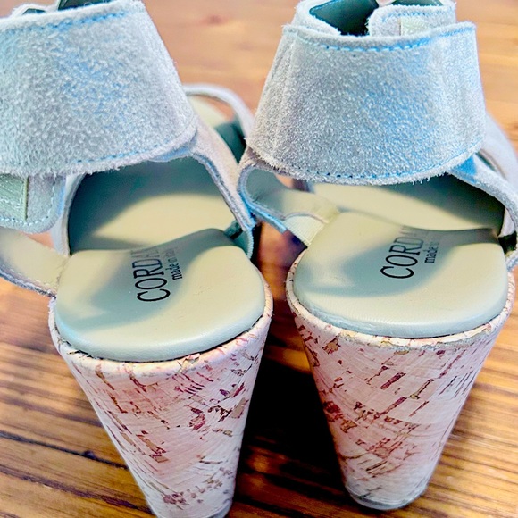 NWOB 💥Cordani Rhonda Italian Tan Suede Cork Bottom Peep-Toe Platform Sandals 38 - Picture 7 of 11